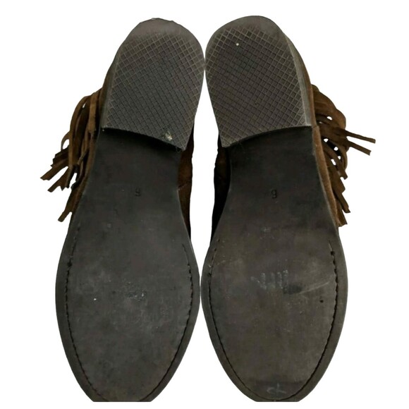Anthropology Fortress of Inca Fringed Ankle Boots Womens Size 6 Brown Suede Boho - Picture 8 of 12